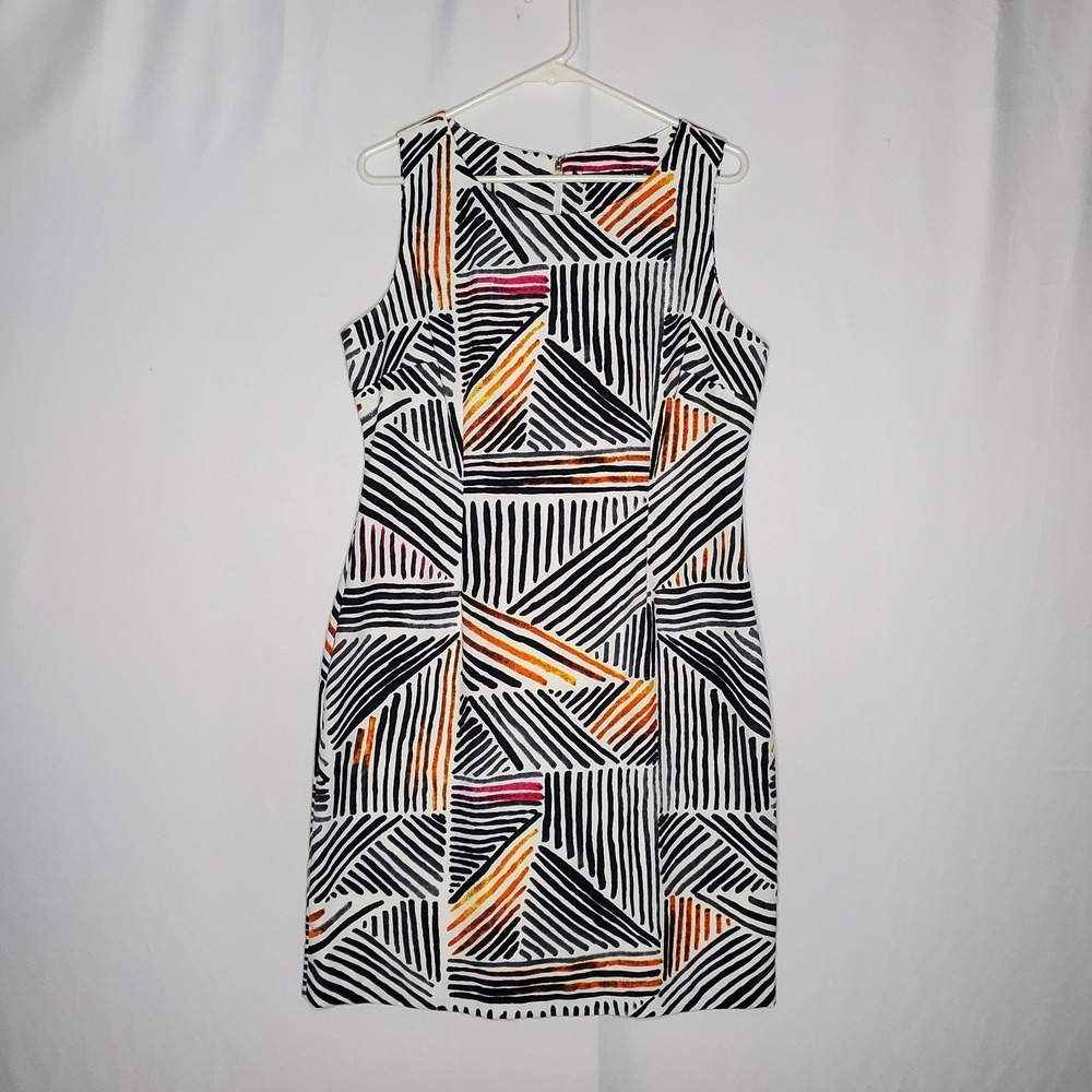 Ivanka Trump Dress 12 Geometric Artsy Stretch Sheath Office Classic Business